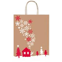 Shopper in carta kraft con manici 26 x 34,5 x 12 cm fantasia natale - 3560 - 4