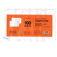 Busta sacco Competitor FSC - strip adesivo - 16 x 23 cm - 80 gr - bianco conf. 100 pezzi - Pigna - 065451923 - 8005235105553 - DMwebShop - 1
