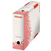 Scatola archivio Speedbox - dorso 8 cm - 35 x 25 cm - bianco e rosso - conf. 25 pezzi - Esselte - 623985 - 4049793028026 - DMwebShop - 1