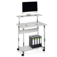 Pc Workstation System 80 VH con ruote 3 ripiani 80 x 56,4 x 92,122 cm grigio - 10519 - 1