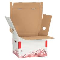 Scatola container Speedbox - Small - 25,2 x 35,5 cm - dorso 19,3 cm - bianco e rosso - conf. 15 pezzi - Esselte - 623911 - 4049793026015 - DMwebShop - 3