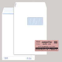 Busta a sacco Competitor FSC - strip adesivo - con finestra - 23 x 33 cm - 100 gr - bianco - conf. 500 pezzi - Pigna - 005439333 - 8006873180070 - DMwebShop
