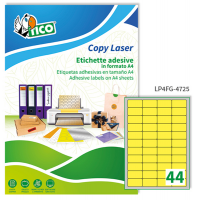 Etichetta adesiva LP4F - permanente - 47,5 x 25,5 mm - 44 etichette per foglio - giallo fluo - conf. 70 fogli A4 - Tico - LP4FG-4725 - 8007827270021 - DMwebShop