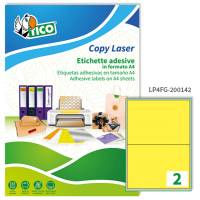 Etichetta adesiva LP4F - permanente - 200 x 142 mm - 2 etichette per foglio - giallo fluo - conf. 70 fogli A4 - Tico - LP4FG-200142 - 8007827270588 - DMwebShop