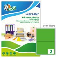 Etichetta adesiva LP4F - permanente - 200 x 142 mm - 2 etichette per foglio - verde fluo - conf. 70 fogli A4 - Tico - LP4FV-200142 - 8007827270595 - DMwebShop