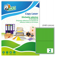 Etichetta adesiva LP4F - permanente - 200 x 142 mm - 2 etichette per foglio - verde fluo - conf. 70 fogli A4 - Tico - LP4FV-200142 - 8007827270595 - DMwebShop