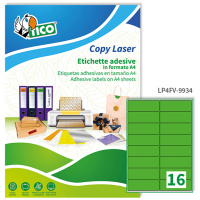 Etichetta adesiva LP4F - permanente - 99,1 x 34 mm - angoli tondi - 16 etichette per foglio - verde fluo - conf. 70 fogli A4 - Tico - LP4FV-9934 - 8007827270106 - DMwebShop