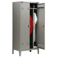 Armadio metallo - spogliatoio - 2 posti - con divisorio - 80 x 47 x 180 cm - grigio - Tecnical 2