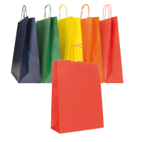 Shopper in carta maniglie cordino - 22 x 10 x 29 cm - colori assortiti - conf. 25 sacchetti - Cartabianca 079900