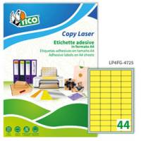 Etichette adesive LP4F carta angoli arrotondati permanenti 47,5 x 25,5 mm 44 etichette per foglio 70 fogli giallo fluo LP4FG 4725 - 17014