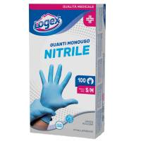 Guanti in nitrile non talcato - per uso medicale - taglia S-M - azzurro - scatola 100 pezzi - Logex Professional - 3476LXM - 9551004301545 - DMwebShop - 1