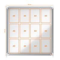 Bacheca per interni fondo in metallo 12 fogli A4 ante scorrevoli - 16532 - 2