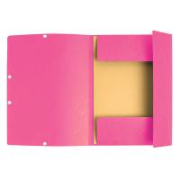 Cartellina con elastico cartoncino lustre 3 lembi 400 gr 24 x 32 cm rosa - 15627 - 1