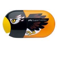 Temperamatite Animals con contenitore - 2 fori - con serbatoio e gomma assortiti - conf. 18 pezzi - Faber Castell - 183522 - 77111AA - DMwebShop - 1