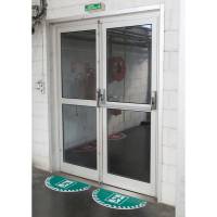 Adesivo segnalatore Take Care da terra uscita di emergenza 70 x 35 cm - 16832 - 1