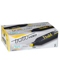 Evidenziatore Video pastel - punta a scalpello - da 1 - 5 mm - giallo limone - conf. 12 pezzi - Tratto - 833501 - 8000825025174 - DMwebShop - 3