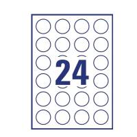 Etichette adesive tonde L4850 in carta rimovibili diametro 37 mm 24 etichette per foglio 25 fogli bianco Avery L4851REV - 22004 - 1