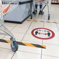 Pittogramma adesivo da terra Mantenere la distanza di sicurezza diametro 43 cm - 22777 - 1