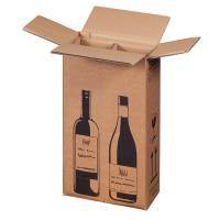 Scatola Wine Pack - 2 bottiglie - 20,4 x 10,8 x 36,8 cm - cartone doppia onda - avana - conf. 10 pezzi - Bong Packaging - 222103010 - 4250414138325 - DMwebShop - 1
