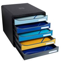 Cassettiera Big Box Plus Bee Blue - 5 cassetti A4 - nero-multicolore - Exacompta - 3094202D - 9002494309424 - DMwebShop - 1