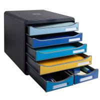 Cassettiera Big Box Maxi Bee Blue - 6 cassetti A4 - nero-multicolore - Exacompta - 3124202D - 9002494312424 - DMwebShop - 1