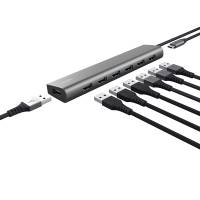 Hub Halyx - 7 porte - USB 3.2 Gen 1 - alluminio - grigio - Trust - 24967 - 8713439249675 - DMwebShop - 2