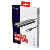 Hub Halyx - 7 porte - USB 3.2 Gen 1 - alluminio - grigio - Trust - 24967 - 8713439249675 - DMwebShop - 3