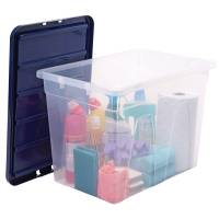 Contenitore multiuso 38 x 56 x 41 cm - 64 lt - PP - con coperchio blu - trasparente - Fellowes - Bankers Box - 100135773 - 43859804863 - DMwebShop - 2