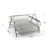 Vaschetta portacorrispondenza 2 ripiani 35,5 x 30 x 21 cm rete metallica argento - 10565 - 1