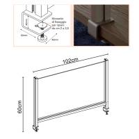 Schermo protettivo da scrivania con morsetto in alluminio 60 x 102 cm - 18387 - 1