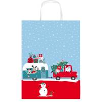 Shopper in carta kraft - con manici - 36 x 46 x 12 cm - fantasia natale - Sadoch - conf. 25 pezzi - Rex Sadoch - SDX36000NAT - 8006715199390 - DMwebShop - 2