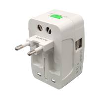 Adattatore da viaggio universale 2 prese USB bianco Melchioni - 28272 - 1