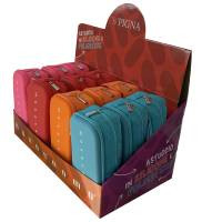 Astuccio 2 zip Monocromo 21 x 5 x 9 cm silicone poliestere colori assortiti - 27569 - 1