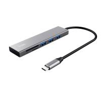 Hub USB C veloce e lettore di schede 3 porte argento - 28764 - 1