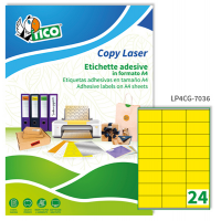 Etichetta adesiva LP4C - permanente - 70 x 36 mm - 24 etichette per foglio - giallo opaco - conf. 70 fogli A4 - Tico - LP4CG-7036 - 8007827192293 - DMwebShop