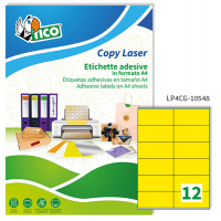 Etichetta adesiva LP4C - permanente - 105 x 48 mm - 12 etichette per foglio - giallo opaco - conf. 70 fogli A4 - Tico - LP4CG-10548 - 8007827192323 - DMwebShop