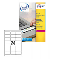 Etichetta in poliestere L6146 - stampanti laser - permanente - antimanomissione - 63,5 x 33,9 mm - 24 et/fg - bianco - conf. 20 fogli A4 - Avery