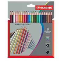 Pastelli Aquacolor - tratto 2,8 mm - colori assortiti - astuccio 24 pezzi - Stabilo - 1624-3 - 4006381137683 - DMwebShop