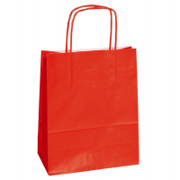 Shopper in carta maniglie cordino - 14 x 9 x 20 cm - rosso - conf. 25 sacchetti - Cartabianca 078330