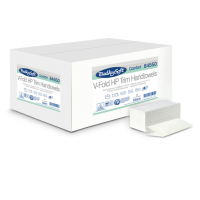 Asciugamani piegati a V Comfort - 2 veli - goffratura micro - 17 gr - 21 x 21 cm - bianco - conf. 15 pezzi da 210 - Bulkysoft - 84550 - 8018426845503 - DMwebShop