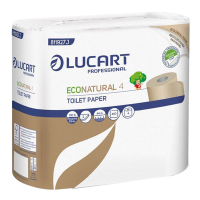 Carta igienica EcoNatural - 2 veli - 9,5 cm x 44 mt - Ø 12,5 cm - 15,5 gr - 400 strappi - pacco 4 rotoli - Lucart 811927J