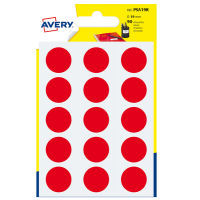 Etichetta adesiva tonda PSA - permanente - Ø 19 mm - rosso - blister 90 etichette - Avery - PSA19R - 5014702026430 - DMwebShop