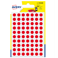 Etichetta adesiva tonda PSA - permanente - Ø 8 mm - rosso - blister 490 etichette - Avery - PSA08R - 5014702026300 - DMwebShop