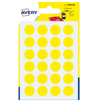 Etichetta adesiva tonda PSA - permanente - Ø 15 mm - giallo - blister 168 etichette - Avery - PSA15J - 5014702026379 - DMwebShop