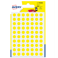 Etichetta adesiva tonda PSA - permanente - Ø 8 mm - giallo - blister 490 etichette - Avery - PSA08J - 5014702026317 - DMwebShop