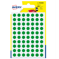 Etichetta adesiva tonda PSA - permanente - Ø 8 mm - verde - blister 490 etichette - Avery - PSA08V - 5014702026294 - DMwebShop