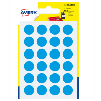Etichetta adesiva tonda PSA - permanente - Ø 15 mm - blu - blister 168 etichette - Avery - PSA15B - 5014702026348 - DMwebShop