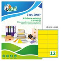 Etichette adesive LP4C in carta permanenti 105 x 48 mm 12 etichette per foglio 70 fogli giallo opaco Tico LP4CG 10548 - 2376