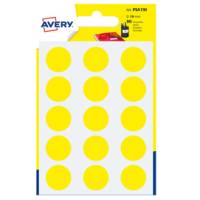 Etichette adesive tonde PSA in carta permanenti diametro 19 mm 15 etichette per foglio 6 fogli giallo Avery PSA19J - 3507