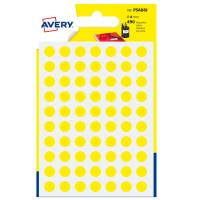 Etichette adesive tonde PSA in carta permanenti diametro 8 mm 70 etichette per foglio 7 fogli giallo Avery PSA08J - 3510